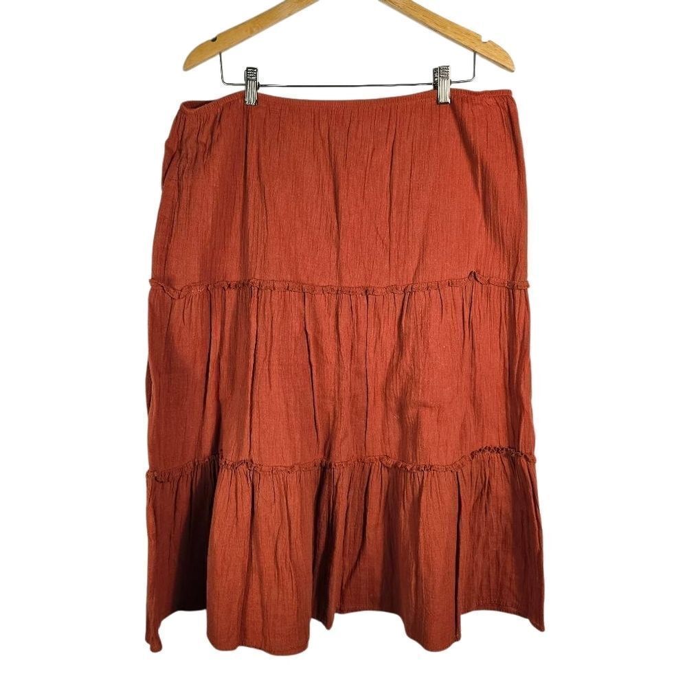 David Paul Vintage Skirt Rust Orange Boho Size Xl